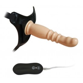 Телесный страпон с вибрацией 10Mode Vibrations Harness-G spot Dong - 18,7 см.