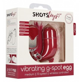 Красное виброяйцо Medium Wireless Vibrating G-Spot Egg с пультом - 7,5 см.